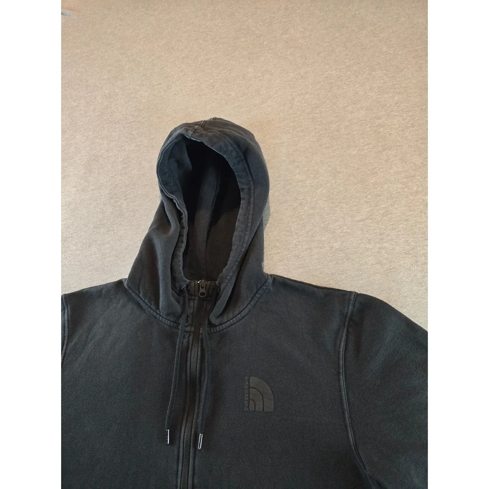 The North Face Hoodie Mens Medium Black Tonal Logo Fleece Full Zip Sweatshirt